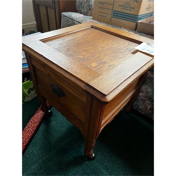 ANTIQUE OAK COVERED TOILET CHAIR