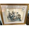 Image 1 : Large Framed in Glass Antique Print of Man Collecting Unwanted Items w Push Wagon