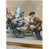 Image 2 : Large Framed in Glass Antique Print of Man Collecting Unwanted Items w Push Wagon