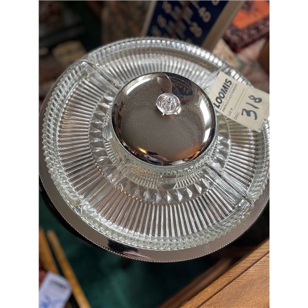 VINTAGE GLASS LAZY SUSAN