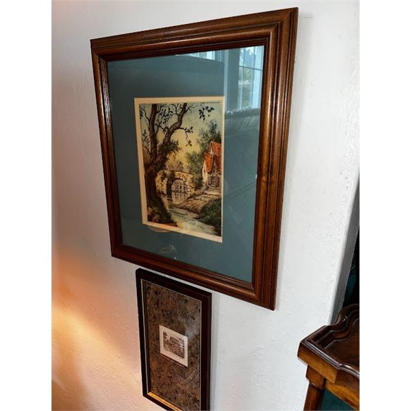 S/2 FRAMED SIGNED ANTIQUE PRINTS