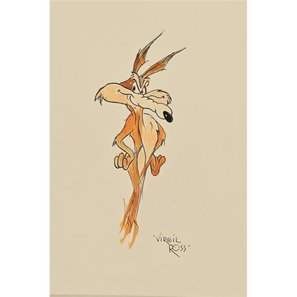 Virgil Ross Wile E Coyote Hand Drawn Signed Sketch