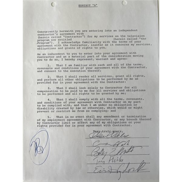 The Hollies Signed Contract