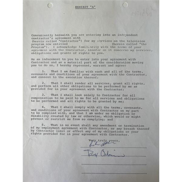 Roy Orbison Signed Contract