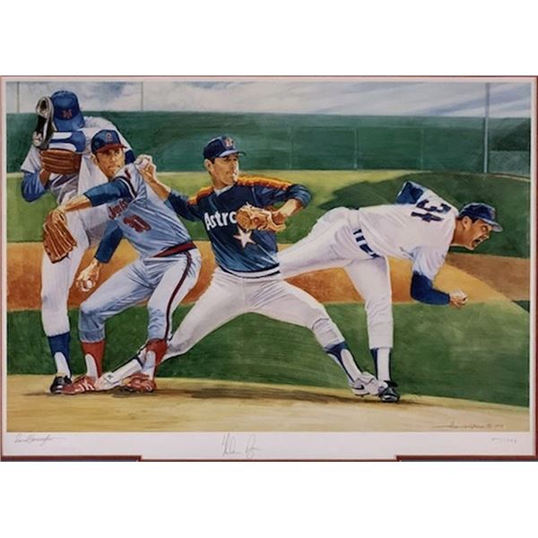 Nolan Ryan Signed LE Pitching Sequence Litho