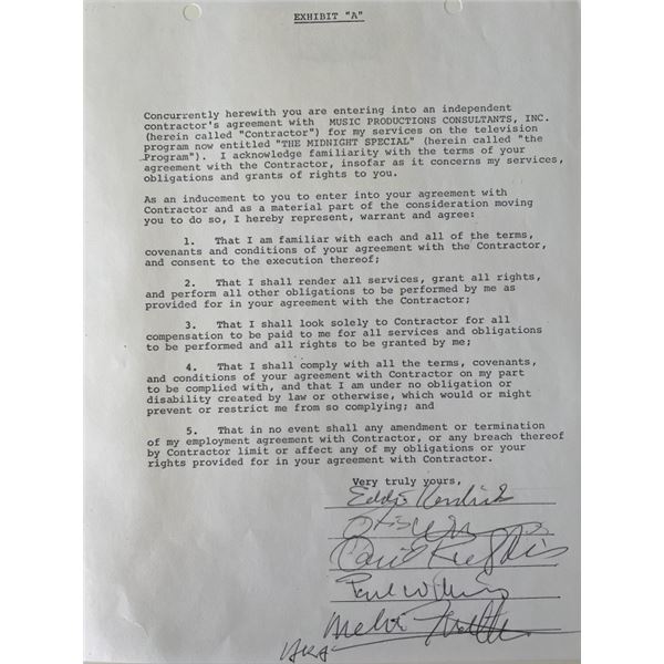 The Temptations Signed Contract