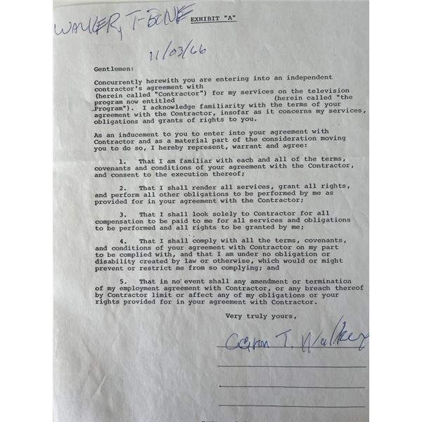 T-Bone Walker Signed Contract