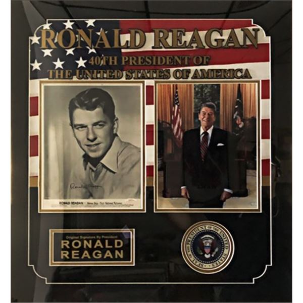 Ronald Reagan Signed Photo Collage