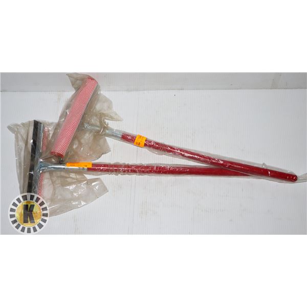 TWO NEW SQUEEGEES (10" WIDE, 24" HANDLE)