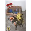 Image 1 : TOTE OF TOOLS, ROPE, RATCHET STRAPS, AND MORE