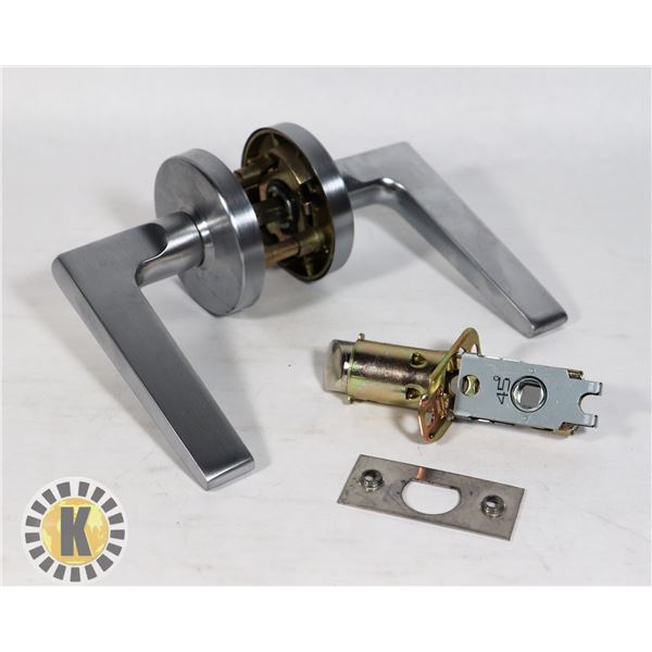 STEEL COLOUR PASSAGEWAY DOOR HANDLE SET