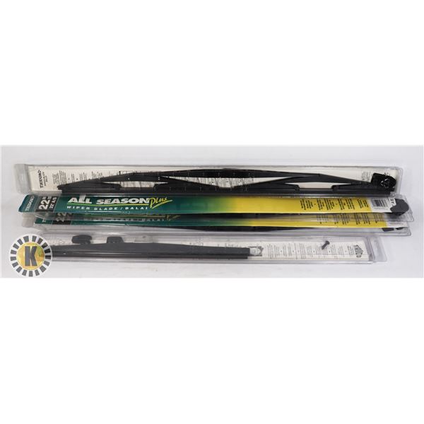 LOT OF THREE 22" WIPER BLADES AND ONE 13" WIPER