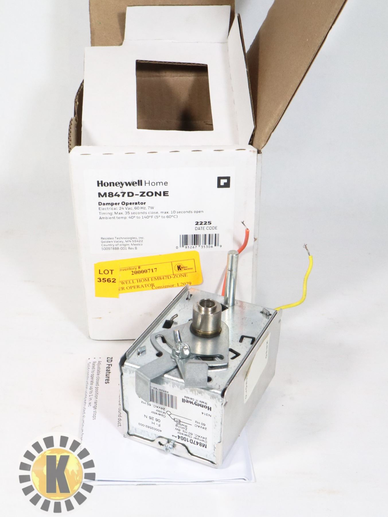 HONEYWELL HOM EM847DZONE DAMPER OPERATOR