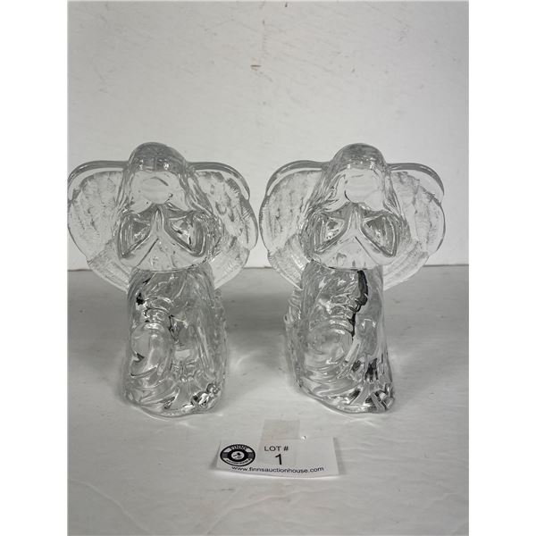 Gorgeous Pair Of 24% Lead Crystal Angel Candle Holder/Book Ends