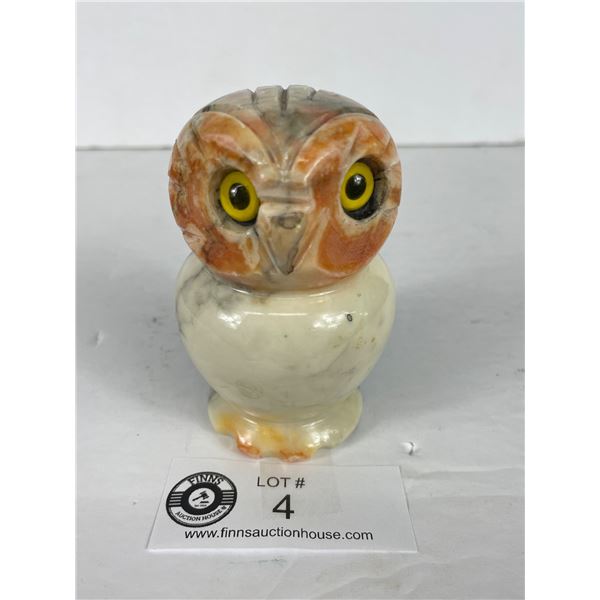 Genuine Alabaster Hand Carved Owl Made In Italy