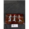 Image 1 : Lovely Black Lacquer Jewelry Trinket Box w/Abalone Shell Inlay Geisha Girls Décor