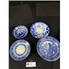 Image 1 : 4 Blue&White Porcelaine Plates Made In England, 2 Marked Burleighware,1 Churchill,1 Royal Crown Derb
