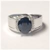 Image 1 : Silver Sapphire(3ct) Cubic Zirconia(0.24ct)  Ring (~Size 9 TO 10) weight 6.71g