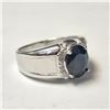 Image 2 : Silver Sapphire(3ct) Cubic Zirconia(0.24ct)  Ring (~Size 9 TO 10) weight 6.71g