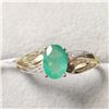 Image 1 : 10K Yellow Gold Emerald(1ct) Diamond(0.02ct)  Ring Size 7 weight 1.94g