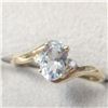 Image 3 : 10K Yellow Gold Aquamarine(1ct) Diamond(0.02ct)  Ring Size 7 weight 1.4g Made in Canada