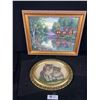 Image 1 : 2 Nicely Done Cross Stitched Pictures,In Ornate Frames & Behind Glass