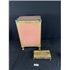 Image 1 : Vintage Lloyd Loom Laundry Hamper w/Glass Lid & Hollywood Regency Tissue Box Holder No Shipping