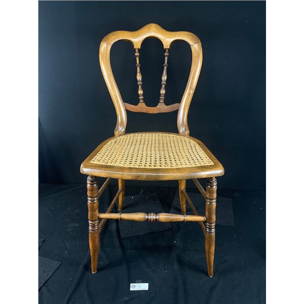 Beautiful Antique Wood Chair w/Newly Caned Seat