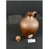 Image 2 : Unusual 9"T Stoneware Jug w/Cork & Stone Stopper w/Recessed Bottom