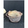 Image 2 : Antique N&T Cast Iron Pot-Made In Canada,Hand Forged Strainer & Vintage Stoneware Bed Warmer