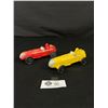 Image 1 : Vintage 1960's Auburn Red & Yellow Rubber Race Cars-6"L x 2.5"W