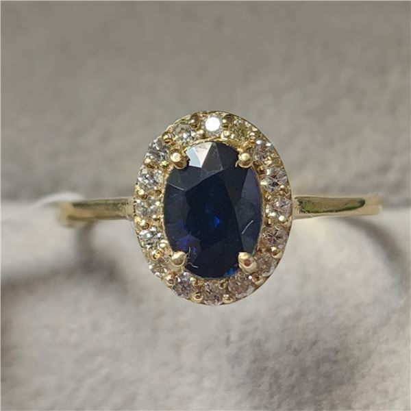 10K Yellow Gold Sapphire(1ct) Diamond(0.15ct)  Ring Size 6.5 weight 1.93g, Made in Canada.