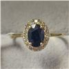Image 1 : 10K Yellow Gold Sapphire(1ct) Diamond(0.15ct)  Ring Size 6.5 weight 1.93g, Made in Canada.