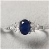 Image 1 : 10K White Gold Sapphire(1ct) Diamond(0.2ct)  Ring Size 7 weight 2.14g.