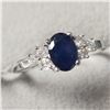 Image 2 : 10K White Gold Sapphire(1ct) Diamond(0.2ct)  Ring Size 7 weight 2.14g.