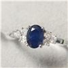 Image 3 : 10K White Gold Sapphire(1ct) Diamond(0.2ct)  Ring Size 7 weight 2.14g.