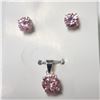 Image 1 : Silver Pink Cz Pendant And Earring  Set