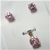 Image 2 : Silver Pink Cz Pendant And Earring  Set