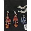 Image 2 : 4 Pairs Of Vintage Rhinestone Dangle Earrings