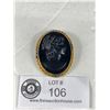 Image 1 : Very Old Gold Guilded w/Black Cameo Brooch