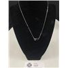 Image 1 : 925 Sterling Silver w/Tiny Diamonds Heart Shaped Lavaliere Necklace,Just Like New