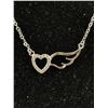 Image 2 : 925 Sterling Silver w/Tiny Diamonds Heart Shaped Lavaliere Necklace,Just Like New