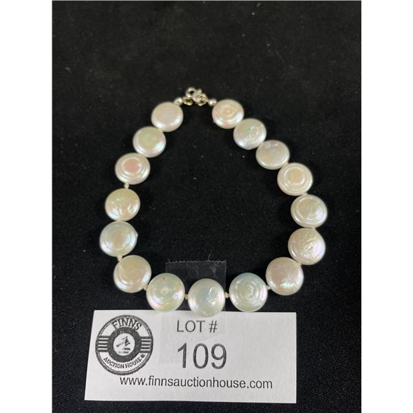 925 Sterling Silver Maube Style Genuine Pearls Bracelet