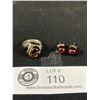 Image 1 : 925 Sterling Silver w/Amber Ring & Pair Of Earrings