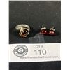 Image 2 : 925 Sterling Silver w/Amber Ring & Pair Of Earrings