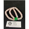 Image 1 : Hand Carved Rose Quartz Stone & Green Jade Beads Double Strand Stretch Bracelet