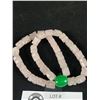 Image 2 : Hand Carved Rose Quartz Stone & Green Jade Beads Double Strand Stretch Bracelet