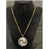 Image 2 : Beautiful Two Tone w/Lot Of Tiny Diamonette Stones. Ying Yang Pendant w/Chain