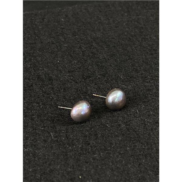 Pair Of Real Grey Pearl Stud Earrings