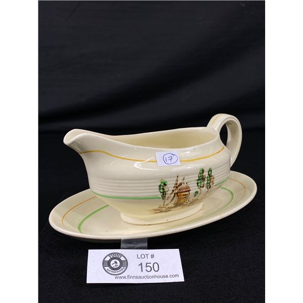 Art Deco English Gravy Boat On Stand